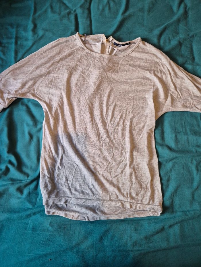 Pull fin gris manches 3/4 - photo numéro 2