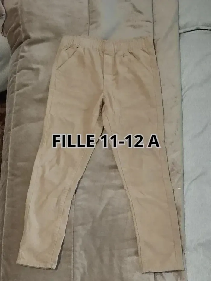 Pantalon velours côtelé MO Kids beige fille 11 12 ans - photo numéro 10