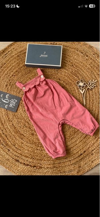 Salopette JACADI 6 mois rose, pantalon velours rose Jacadi 6 mois, barboteuse rose Jacadi
