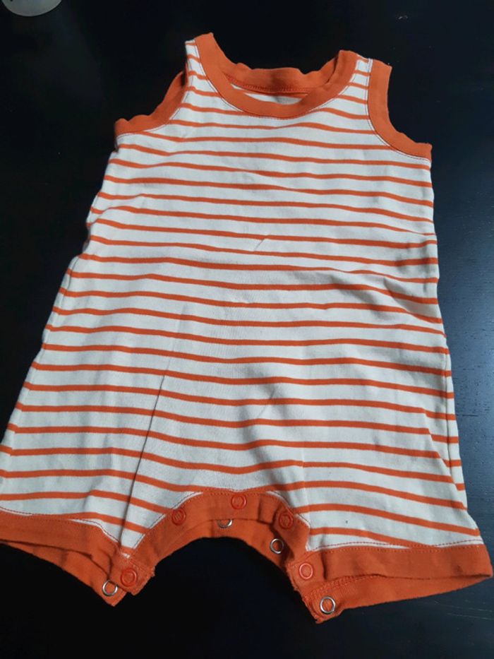 Barboteuse marinière orange petit bateau bébé mixte fille garçon 3 mois