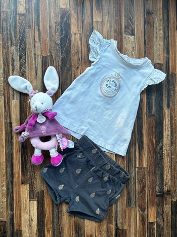 Ensemble t-shirt + short 12 mois fille