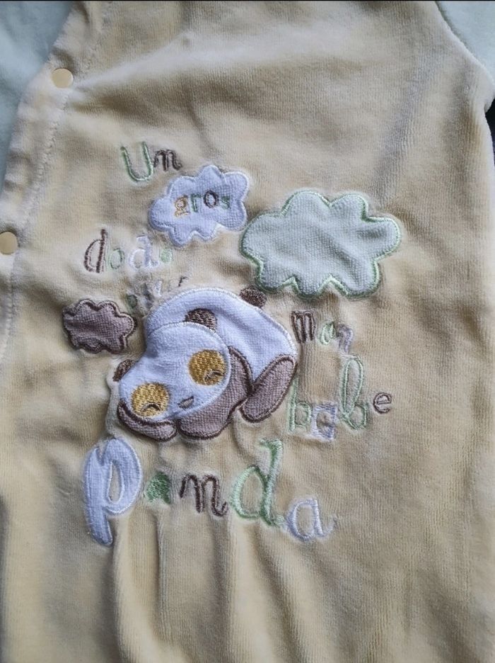 Pyjama en velours mixte jaune et vert pastel 2 ans - photo numéro 2