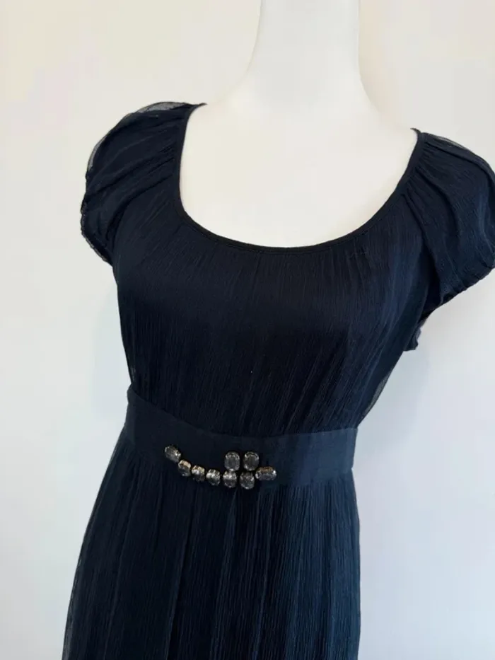 Robe en soie et gilet Marie Méro marine taille 40 très bon état - photo numéro 3