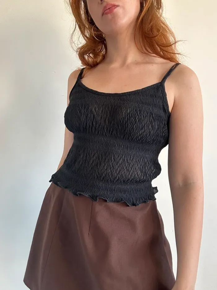 Débardeur noir vintage y2k années 90 transparent taille S