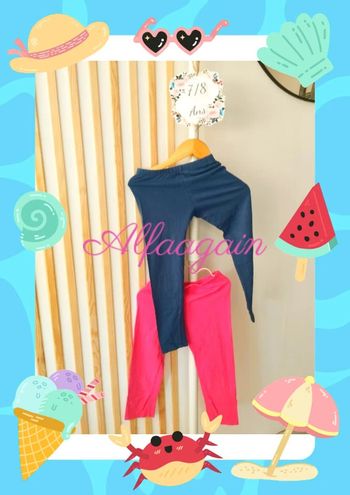 Lot leggings bleu rose 7/8ans ovs