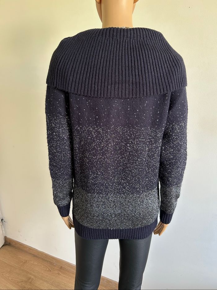 Pull bleu marine et argenté Morgan taille M jamais porté - photo numéro 5