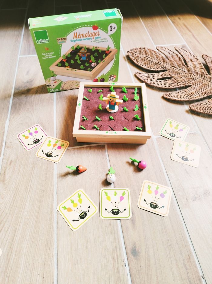 🌽Jeu de Mémorisation Memotager potager en bois marque Vilac