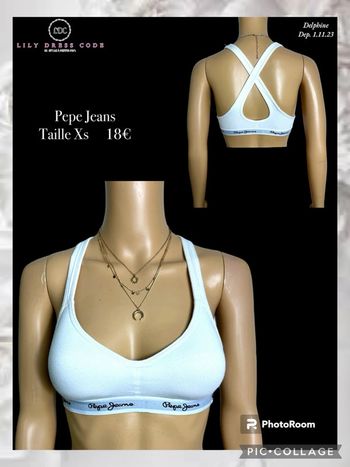 🤍 Brassière blanche logo Pepe Jeans – Taille xs – SOLDE-50% 🤍