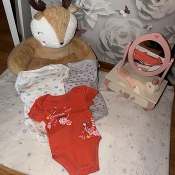 Lot de 3 bodies manches courtes fille - T18mois - marques diverses 
