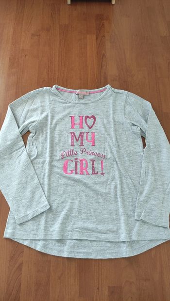 Tee-shirt gris manches longues lisa rose 8 ans