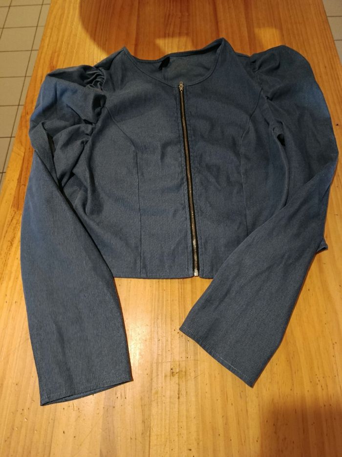 Veste manches gigot zippé shein