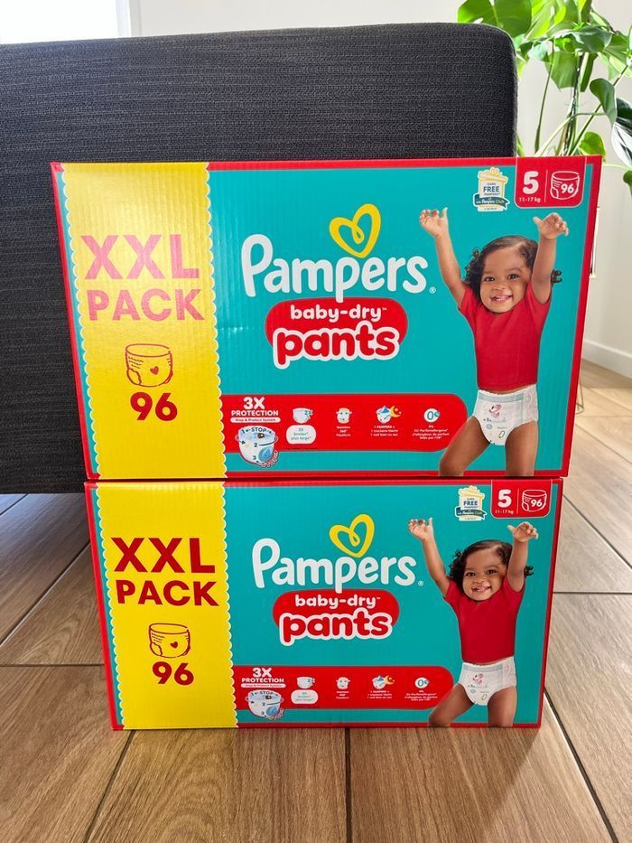 2 Packs Pampers Baby-Dry Pants Taille 5 XXL – 192 pants – Neufs