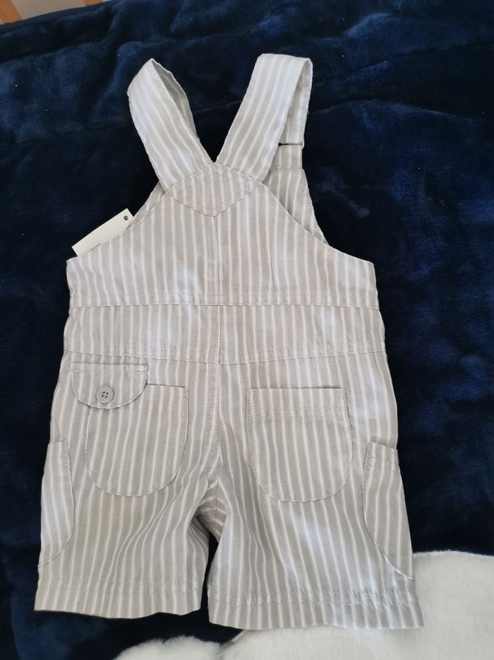 Salopette bébé  légère grise à rayure blanche 3 mois neuve avec étiquette - photo numéro 5