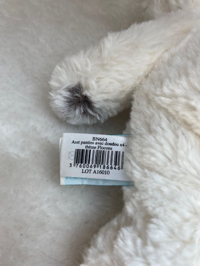 Doudou Baby Nat' Ours blanc tout doux réf BN664 - photo numéro 4