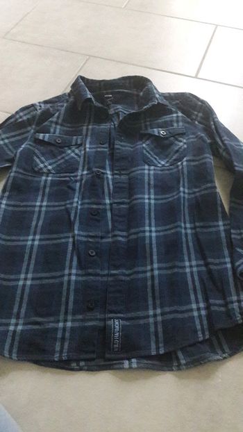 Chemise ml à carreaux bleu XS kiabi regular fit neuve