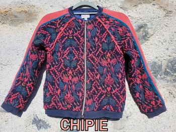 Chipie veste blazer, brodées, bleu jeans et rose corail, 10 ans