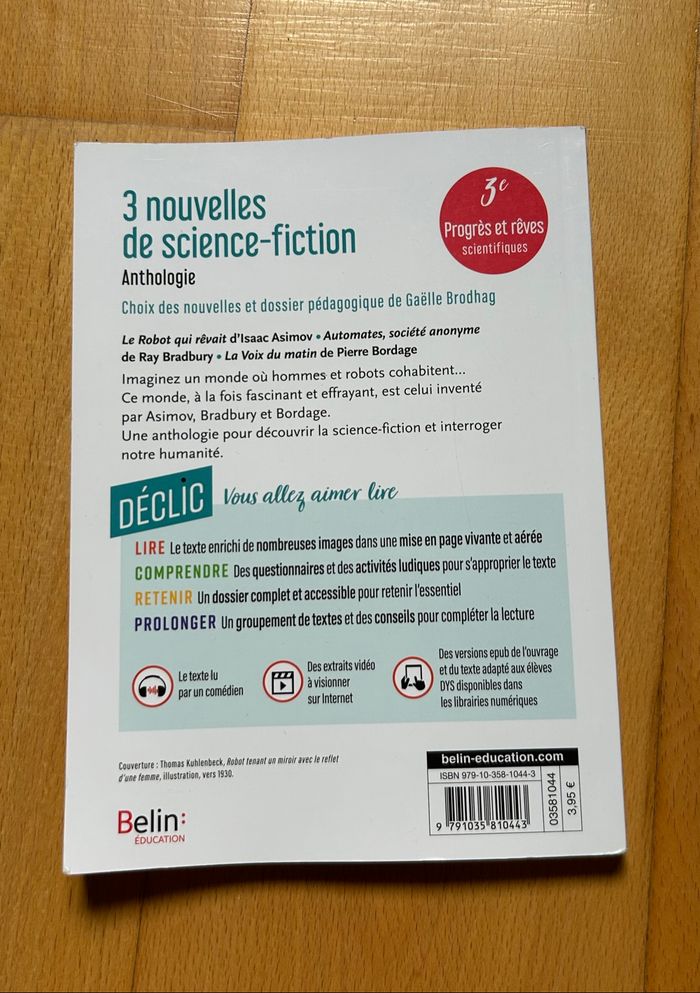 livre 3 nouvelles de science-fiction belin éducation - photo numéro 2