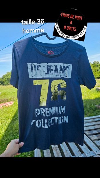 Tee-shirt bleu homme T36 manche courte
