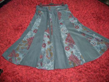 jupe velours verte motifs floral longue et évasée "jacqueline rieu" T.3