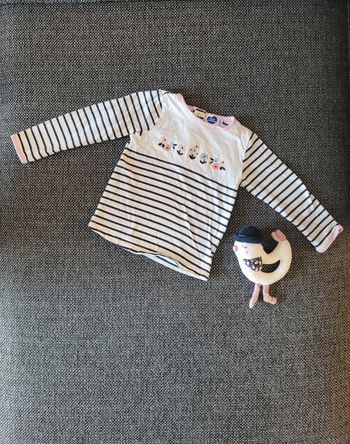 T-shirt fille marinière coton 24 mois