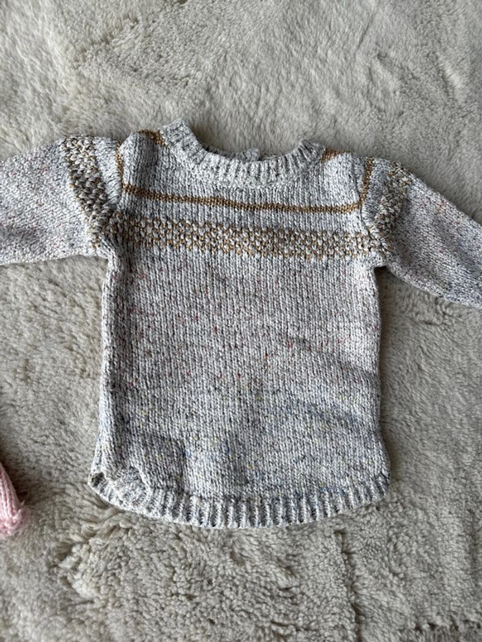 👚 lot 2 pulls hiver - bébé fille - 1 mois - kitchoun - très bon état - photo numéro 3