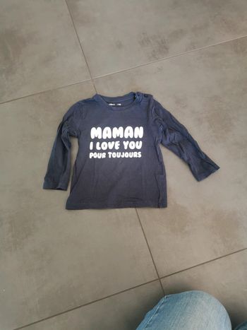 Tee-shirt manches longues Gémo 18 mois maman I love you pour toujours