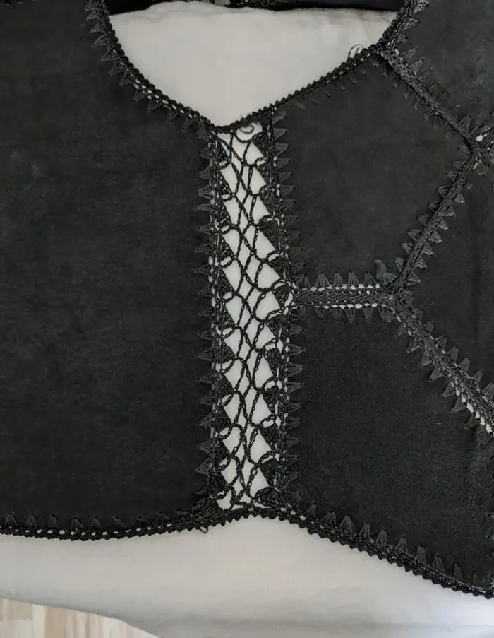 Gilet vintage en cuir daim - taille 40 - photo numéro 7