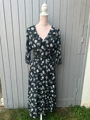 Robe manches 3/4 fleurie décolleté Promod 36/S