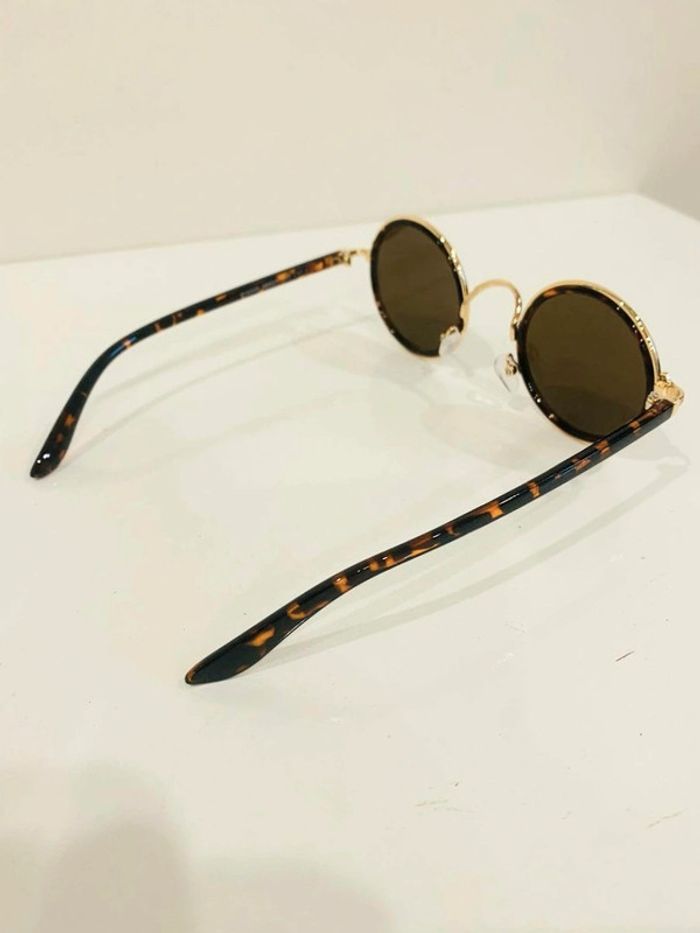 Lunette de soleil mixte ronde marron léopard et dorée uvprotection catégorie 3 - photo numéro 7
