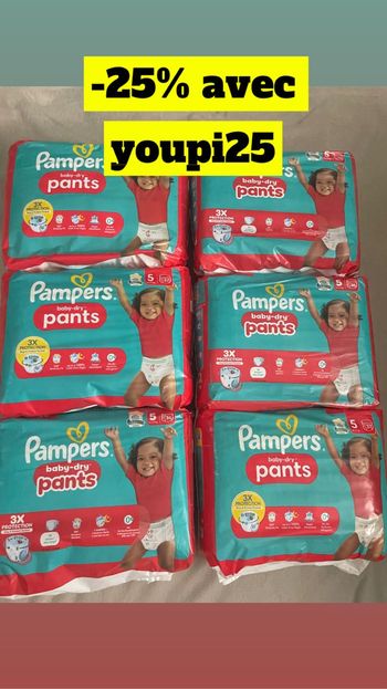 Six paquets de couches culottes taille 5
