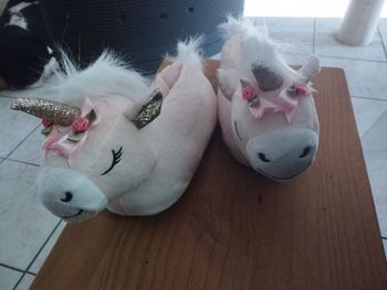 Chausson licorne rose