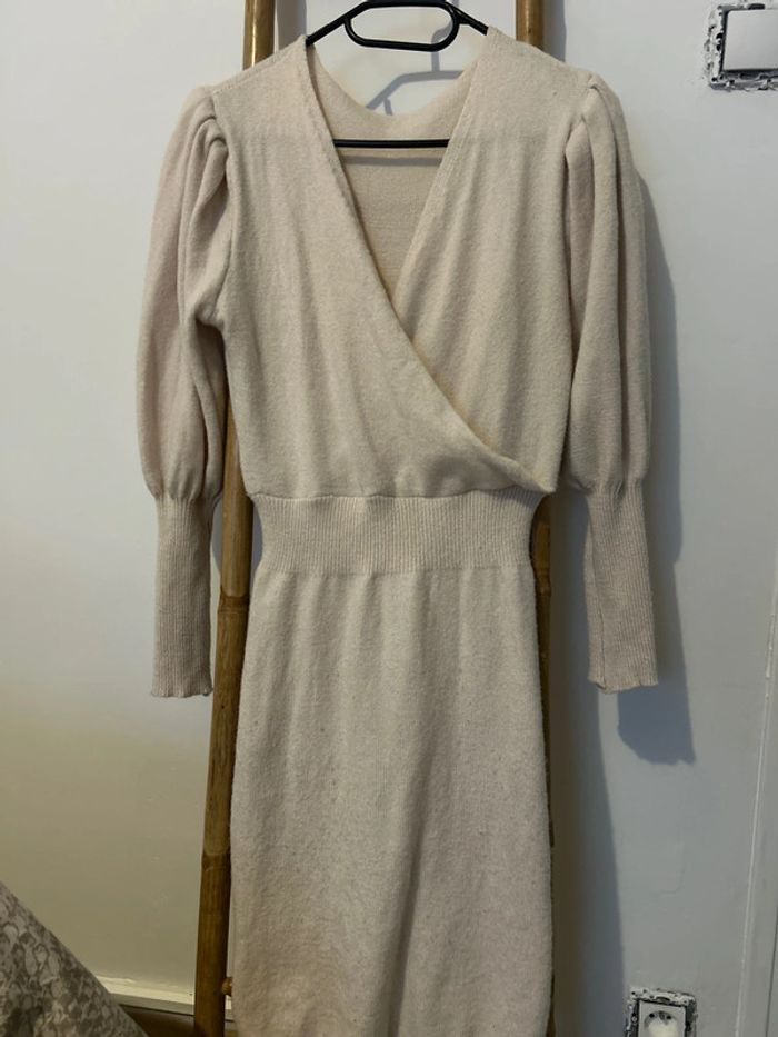 Robe pull beige crème