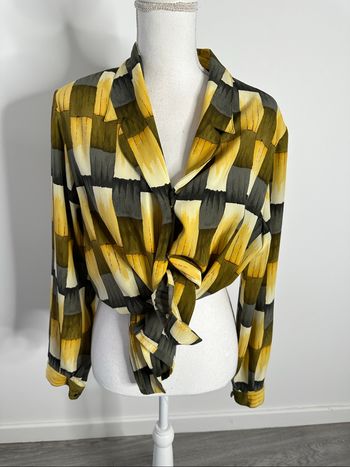 Chemise oversize à carreaux jaune et grise Vintage T44 XXL