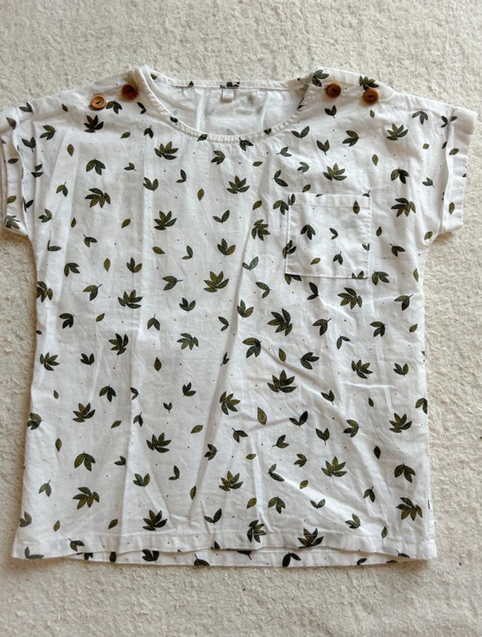 Top bloque mixte imprimé feuillage 8 ans - photo numéro 2