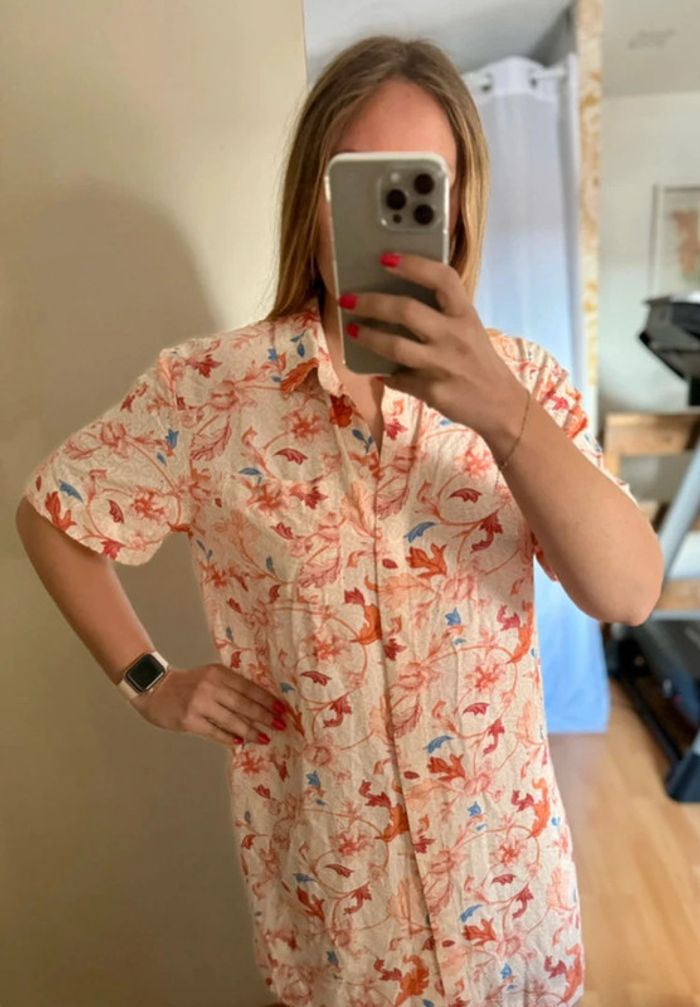 Robe chemise à motifs pêche Object taille 36 S - photo numéro 2