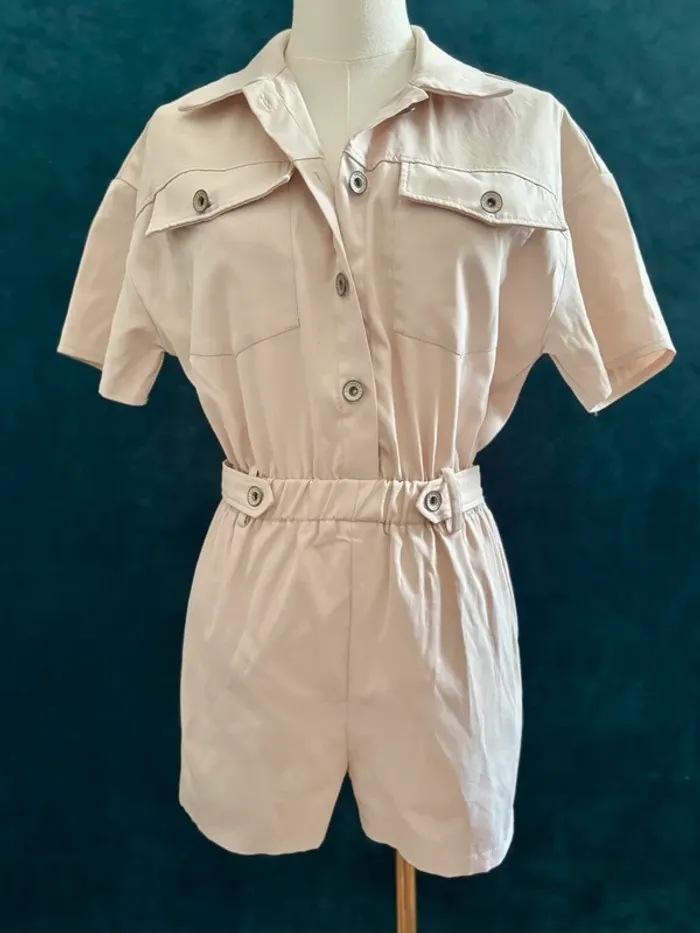 Combishort saharienne beige clair style utility - Taille S/M