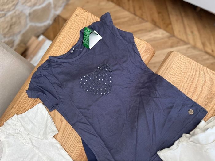 Ensemble 10 ans Zeeman t-shirt legging gilet blanc bleu marine - photo numéro 4