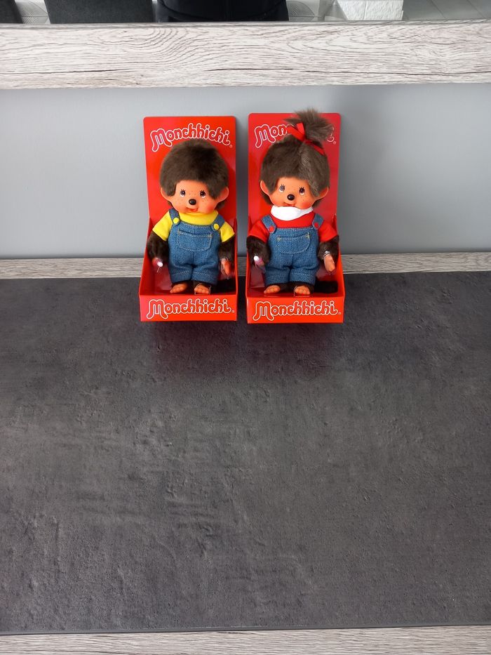 Lot de 2 monchhichi peluches poupons singe neuf