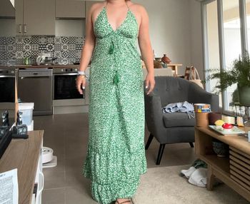 Robe longue verte et blanche GOA taille M