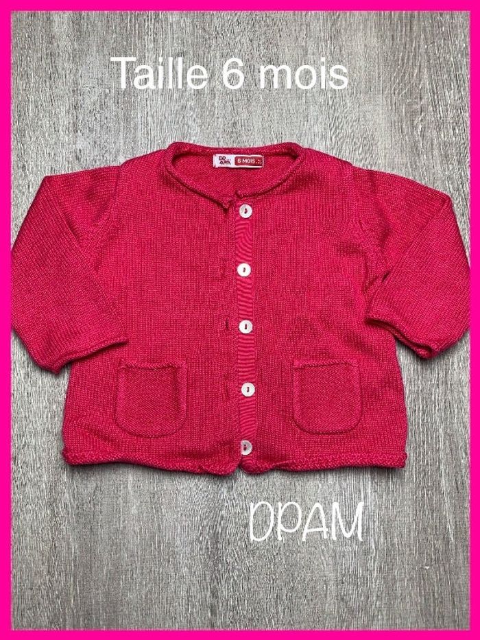 Gilet épais Dpam rose fushia - taille 6 mois