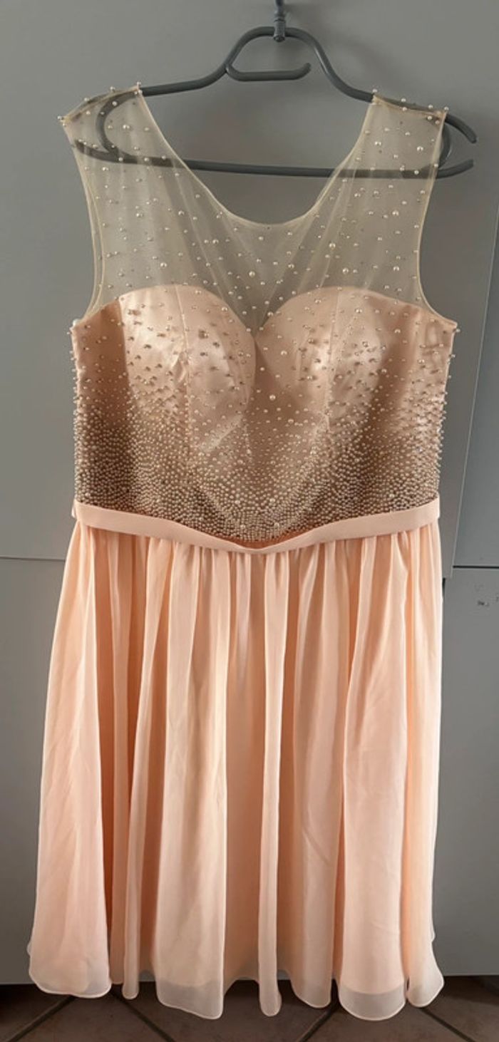 Robe cocktail  / soirée / baptême femme abricot 44