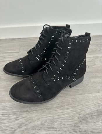 Bottines en velours noir et argenté T38