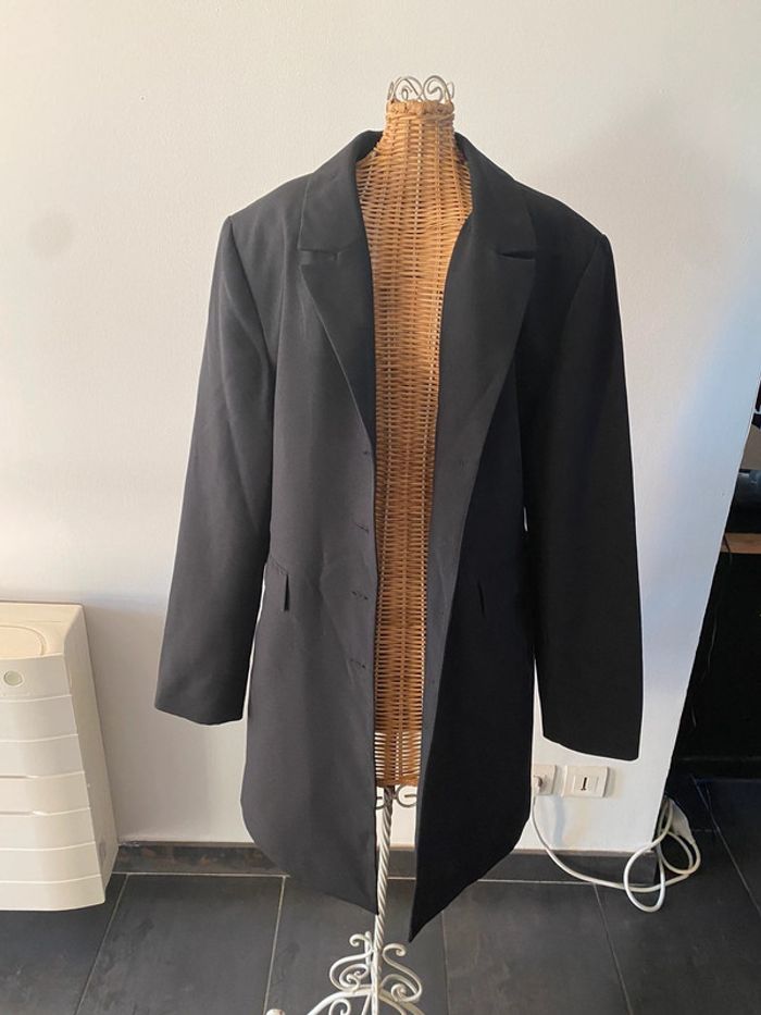 Veste blazer long 3/4 noir camaïeu taille 38 - photo numéro 2