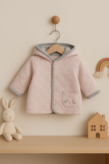Veste matelassée rose chat Tissaia – 6 mois 🐱✨