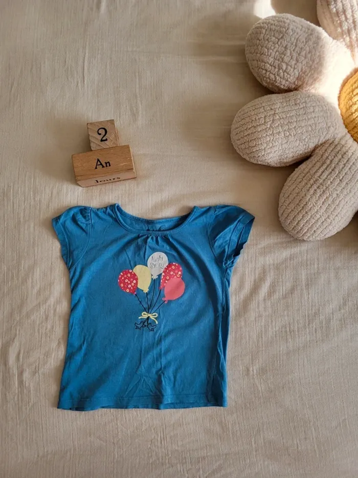 T-shirt manches courtes fille 2 ans 100% coton - photo numéro 3