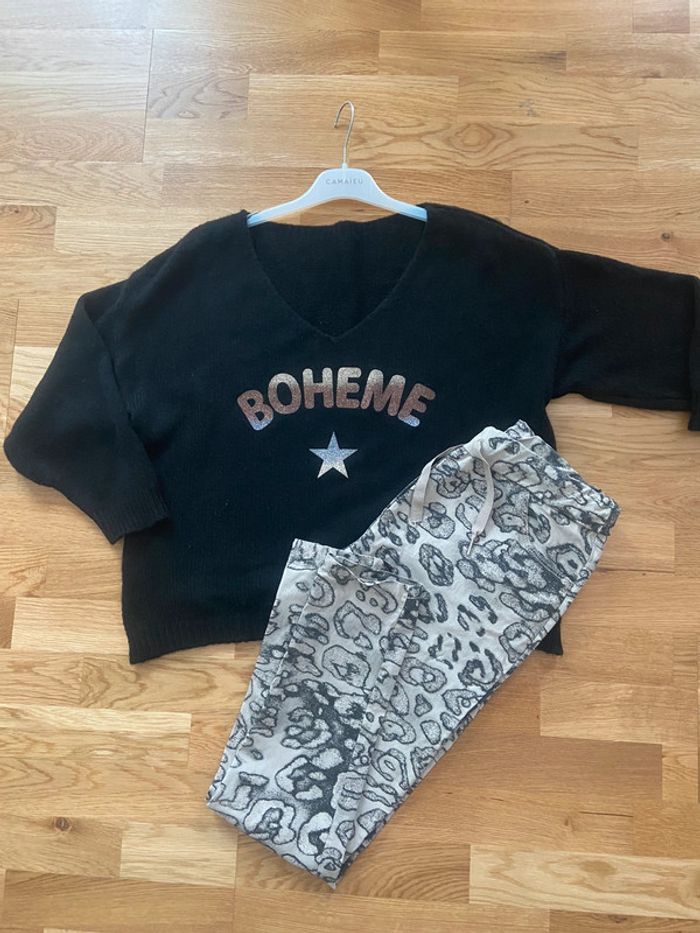 Ensemble pull bohème et jogpant imprimé - photo numéro 2