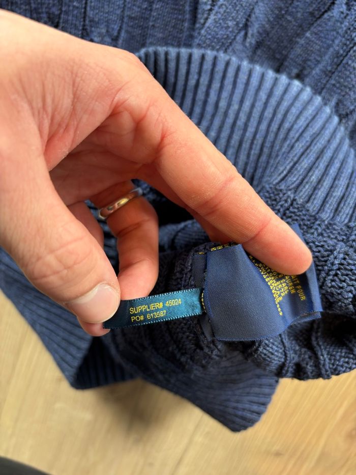 Pull Ralph Lauren Torsadé bleu marine logo rouge brodé Taille M - photo numéro 9