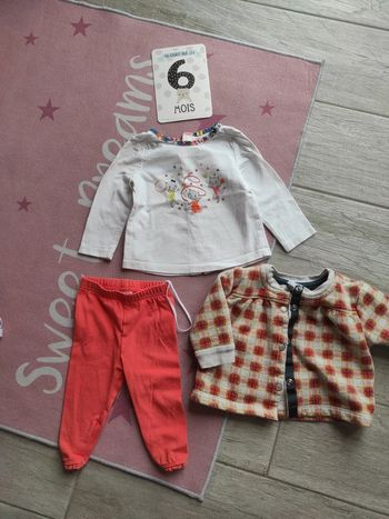 Ensemble 3 pièces fille 6 mois orange