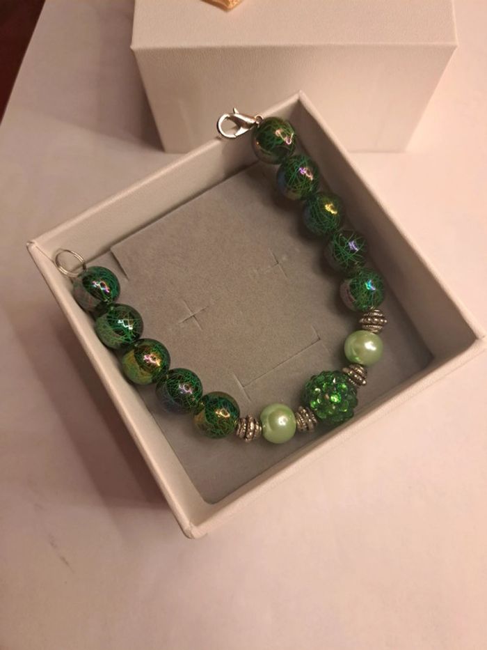 Bracelet vert et argenté Chic - photo numéro 3