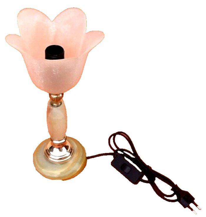 Lampe tulipe Pierre d' onyx et laiton